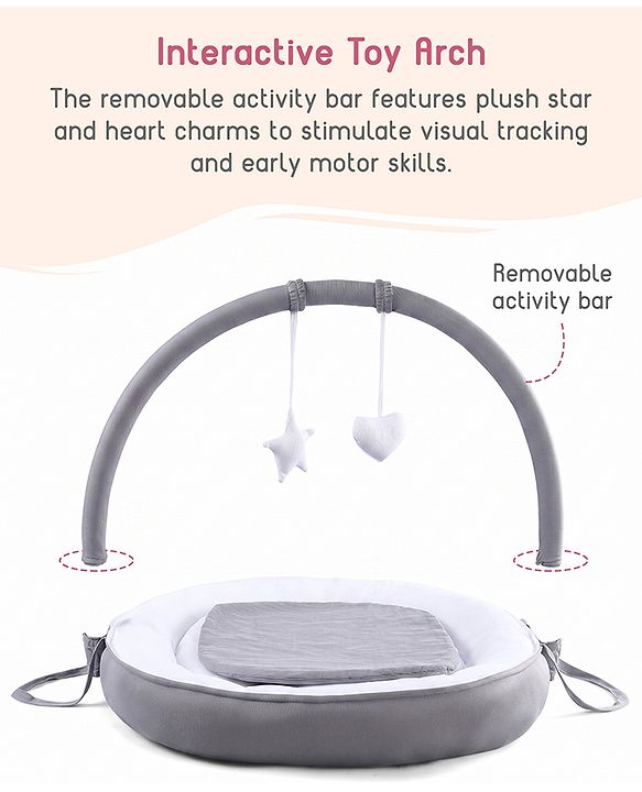 Babyhug 2-in-1 Premium Snuggle Nest with Mosquito Net & Diaper Changing Mat  White & Grey| for 012 Months Babies| Soft Breathable Fabric| Portable Baby Bed| New Born Gifting Option