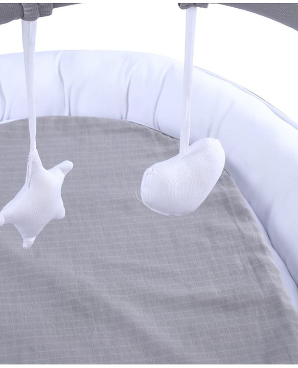 Babyhug 2-in-1 Premium Snuggle Nest with Mosquito Net & Diaper Changing Mat  White & Grey| for 012 Months Babies| Soft Breathable Fabric| Portable Baby Bed| New Born Gifting Option