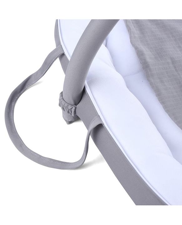 Babyhug 2-in-1 Premium Snuggle Nest with Mosquito Net & Diaper Changing Mat  White & Grey| for 012 Months Babies| Soft Breathable Fabric| Portable Baby Bed| New Born Gifting Option