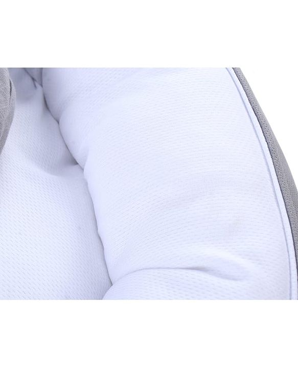 Babyhug 2-in-1 Premium Snuggle Nest with Mosquito Net & Diaper Changing Mat  White & Grey| for 012 Months Babies| Soft Breathable Fabric| Portable Baby Bed| New Born Gifting Option