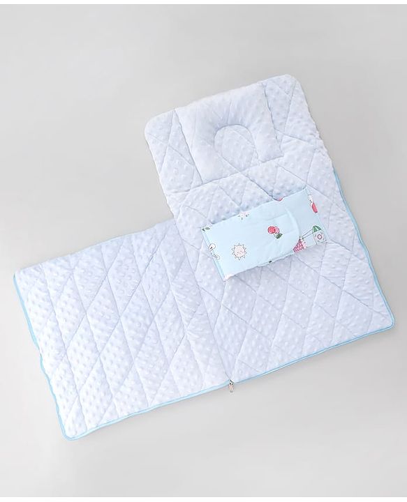 Babyhug Premium Sleeping Bag with Ultra Soft Bubble Lining Car Print - Blue| 100% Cotton| for 0-9 Months| Ultra Soft Lining| Smooth Zipper| All Season| Breathable & Cozy| Use as Carry Nest Mattress