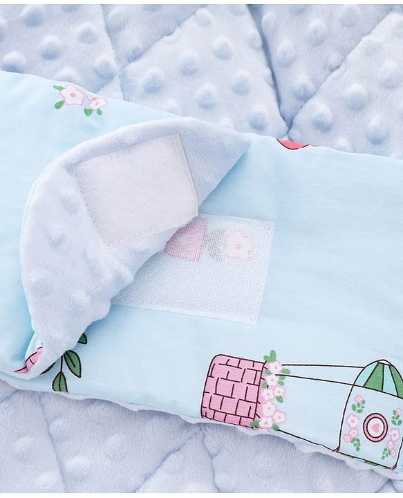Babyhug Premium Sleeping Bag with Ultra Soft Bubble Lining Car Print - Blue| 100% Cotton| for 0-9 Months| Ultra Soft Lining| Smooth Zipper| All Season| Breathable & Cozy| Use as Carry Nest Mattress