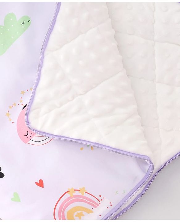 Babyhug Premium Sleeping Bag with Ultra Soft Bubble Lining Car Print - Blue| 100% Cotton| for 0-9 Months| Ultra Soft Lining| Smooth Zipper| All Season| Breathable & Cozy| Use as Carry Nest Mattress