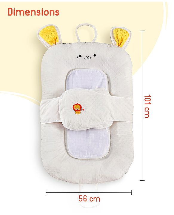 Babyhug Cozy Bubble Fabric Wraparound Sleep Nest for Newborns with Diaper Changing Mat - White| for 0 to 12 months| Soft Breathable Material| Supportive Base| Machine Washable| New Born Gifting Option