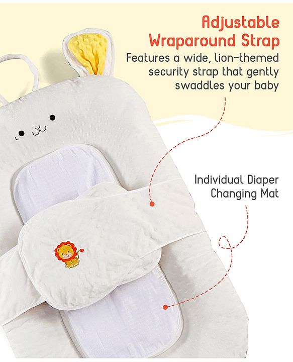 Babyhug Cozy Bubble Fabric Wraparound Sleep Nest for Newborns with Diaper Changing Mat - White| for 0 to 12 months| Soft Breathable Material| Supportive Base| Machine Washable| New Born Gifting Option