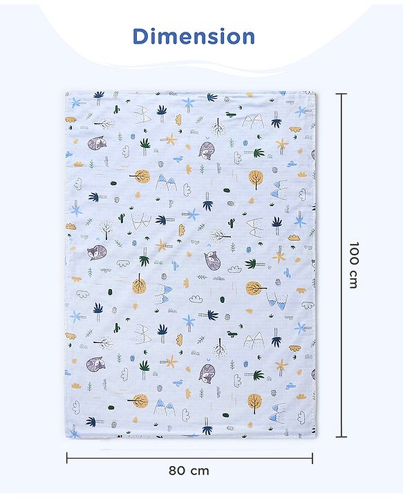 Babyhug Reversible Muslin Baby Blanket with Bubble Fabric Bear Bee Print - Green| New Born & Toddler Gifting| Machine Washable| Baby Safe| Travel Friendly| 0 - 12 Months