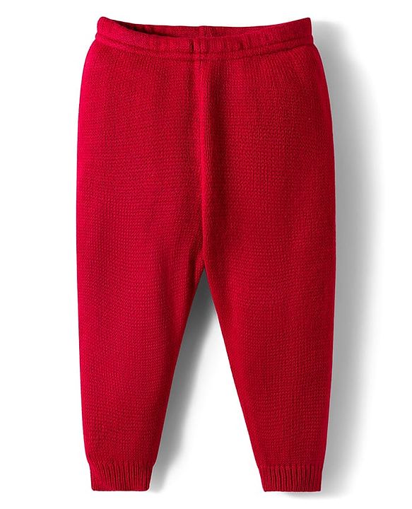 Babyhug Knitted Full Raglan Sleeves Design Sweater Set - Red & White