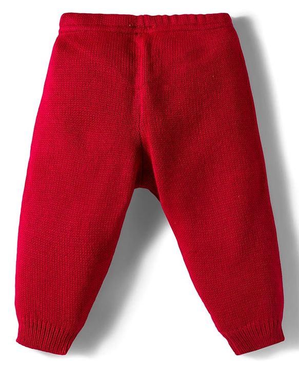 Babyhug Knitted Full Raglan Sleeves Design Sweater Set - Red & White