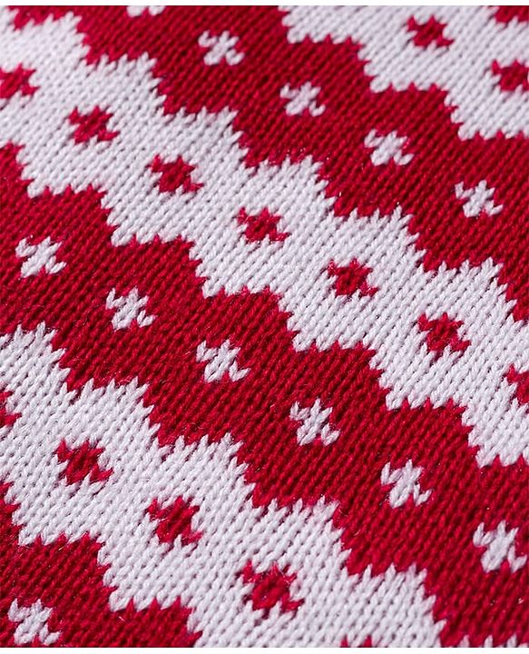 Babyhug Knitted Full Raglan Sleeves Design Sweater Set - Red & White