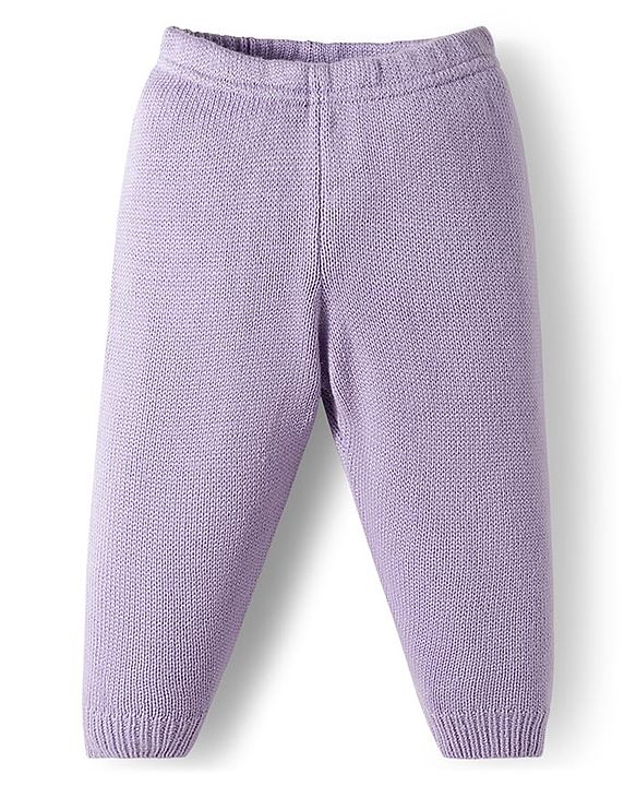Babyhug Knit Full Sleeves Solid Color Pullover Sweater Set with Heart Design - Lavender