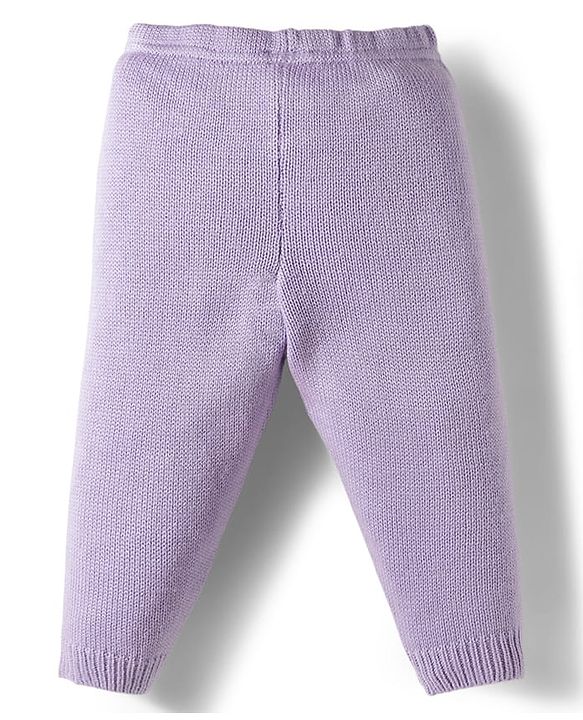 Babyhug Knit Full Sleeves Solid Color Pullover Sweater Set with Heart Design - Lavender