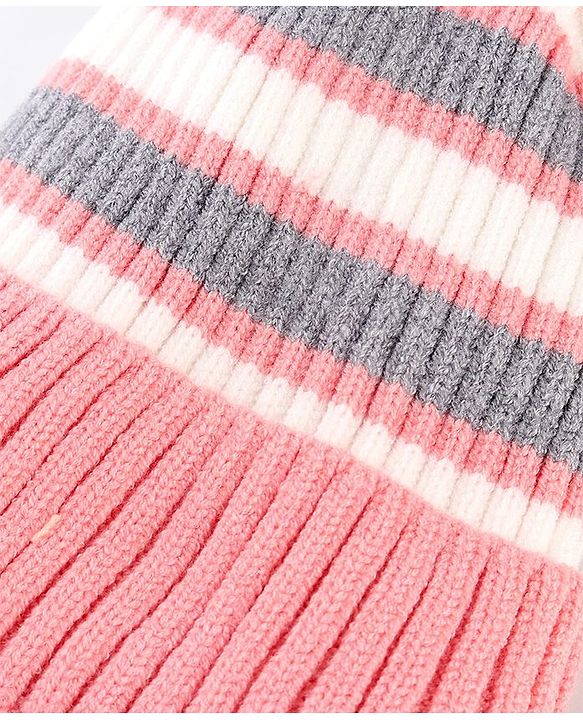 Babyhug Knit Striped Woollen Cap Blue & Brown - Diameter 9 cm