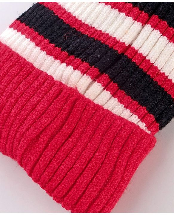 Babyhug Knit Striped Woollen Cap Blue & Brown - Diameter 9 cm