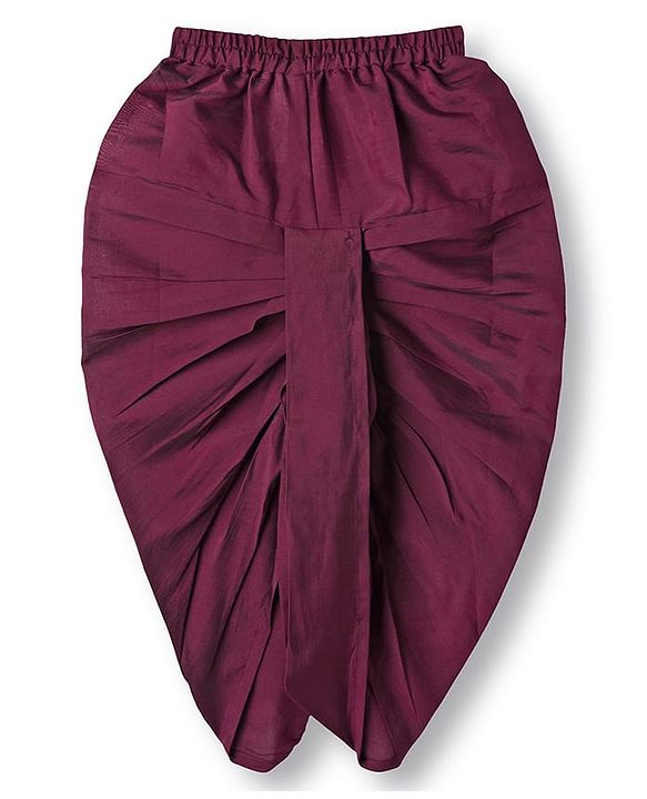 Babyhug Cotton Blend Full Sleeves Kurta Dhoti Set with Foil Floral & Elephant Print - Maroon