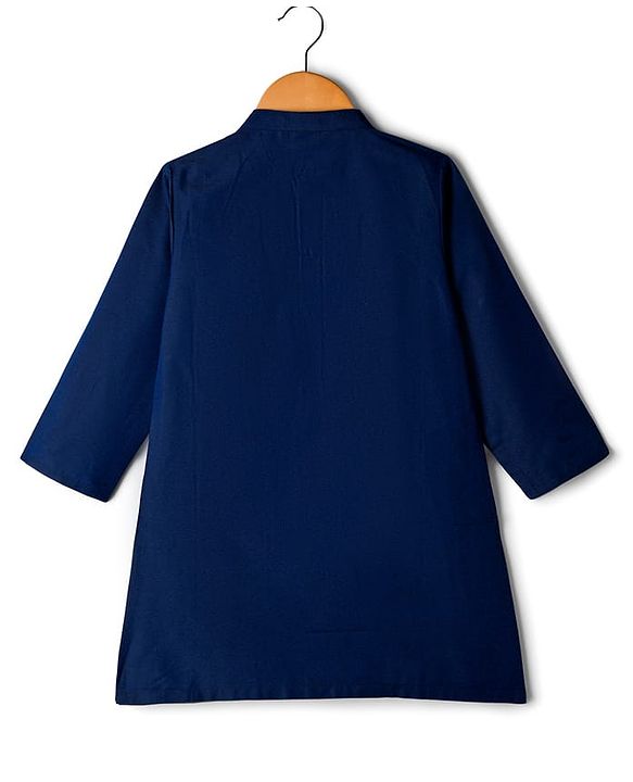 Babyhug Rayon Woven Full Sleeves Kurta Dhoti & Floral Printed Jacket Set - Blue