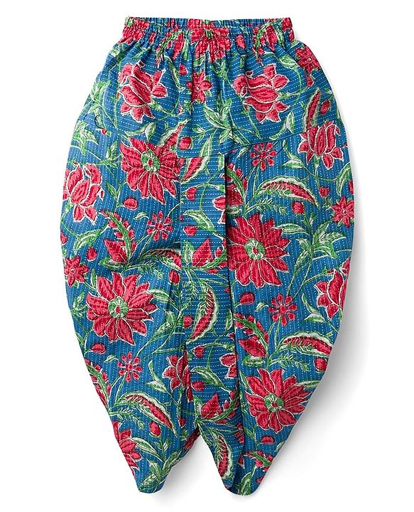 Babyhug Cambric Full Sleeves Floral Printed Kurta Dhoti Set - White