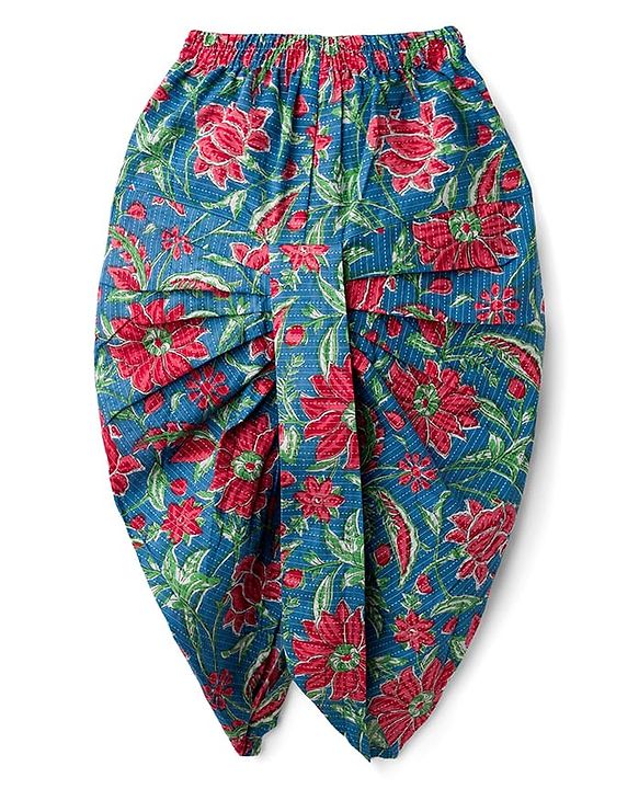 Babyhug Cambric Full Sleeves Floral Printed Kurta Dhoti Set - White