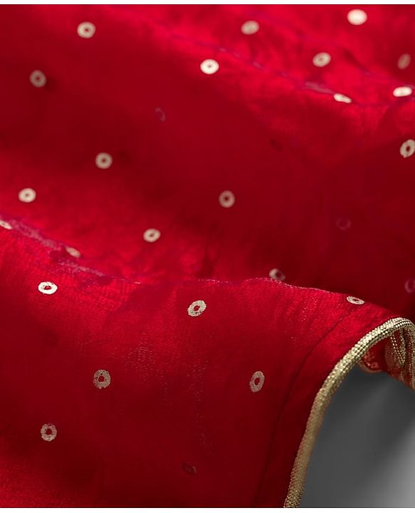 Babyhug Silk Woven Three Fourth Sleeves Choli Lehenga & Dupatta Set With Sequin Detailing & Floral Embroidery - Red