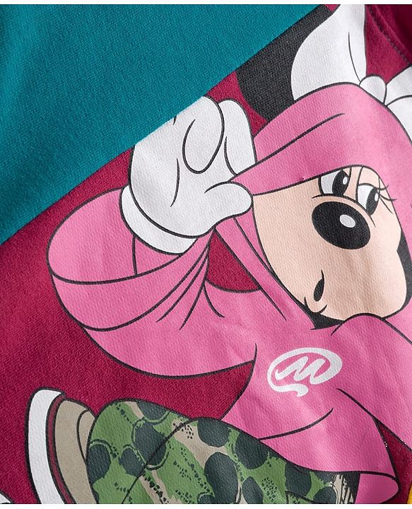 Pine Kids Disney Terry Knit Full Sleeves Hooded Sweatshirt With Minnie & Friends Graphics - Multicolor