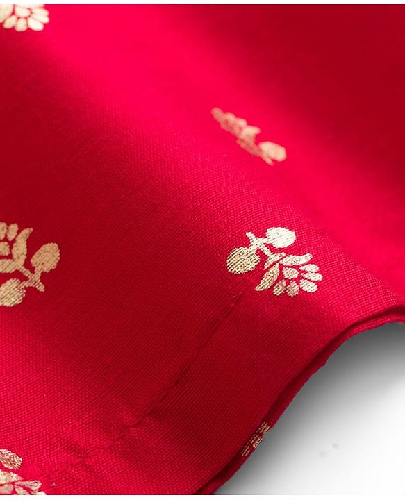 Babyhug Brocade Full Sleeves Foil Printed Kurta Dhoti Set with Lace Detailing - Red