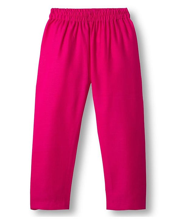 Babyhug Cambric Full Sleeves Kurta Pajama Set with Jacket & Floral Print - Fuchsia