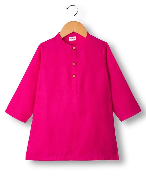 Babyhug Cambric Full Sleeves Kurta Pajama Set with Jacket & Floral Print - Fuchsia