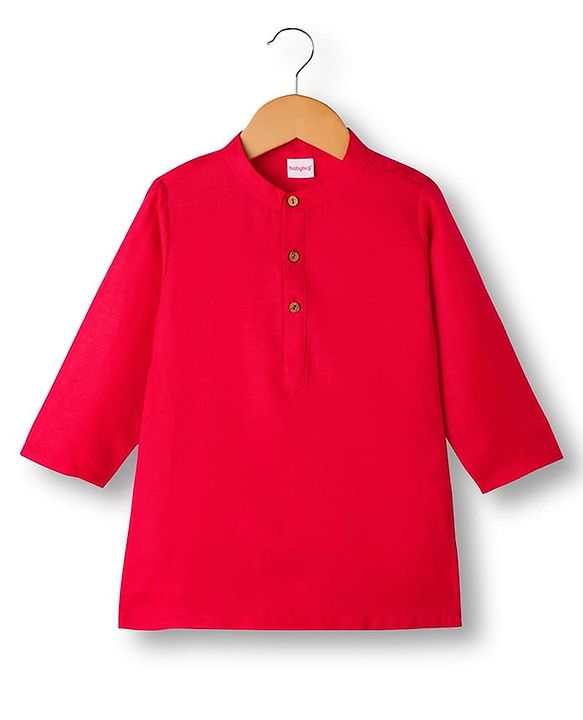 Babyhug Cambric Full Sleeves Kurta Pajama Set with Jacket Embroidery & Sequin Detailing - Red