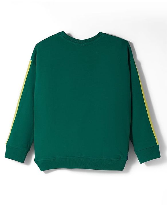 Pine Kids Marvel Terry Knit Drop Shoulder Full Sleeves Sweatshirt With Avengers Hulk Graphics & Cut Sew Detailing - Green