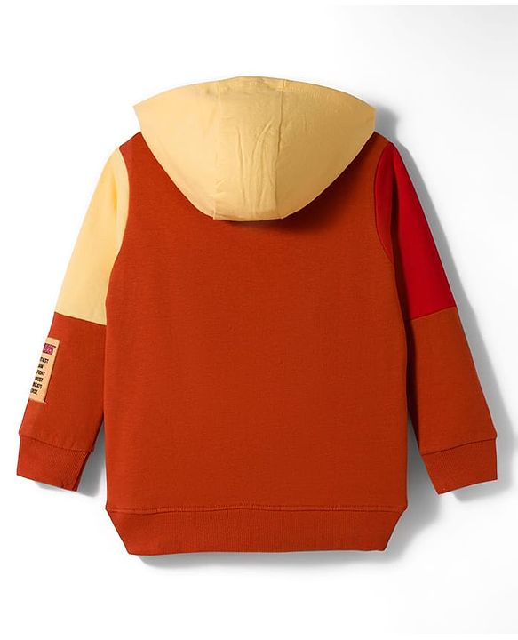 Pine Kids Marvel Fleece Knit Full Sleeves Hooded Sweatjacket With Avengers Graphics - Rust Orange