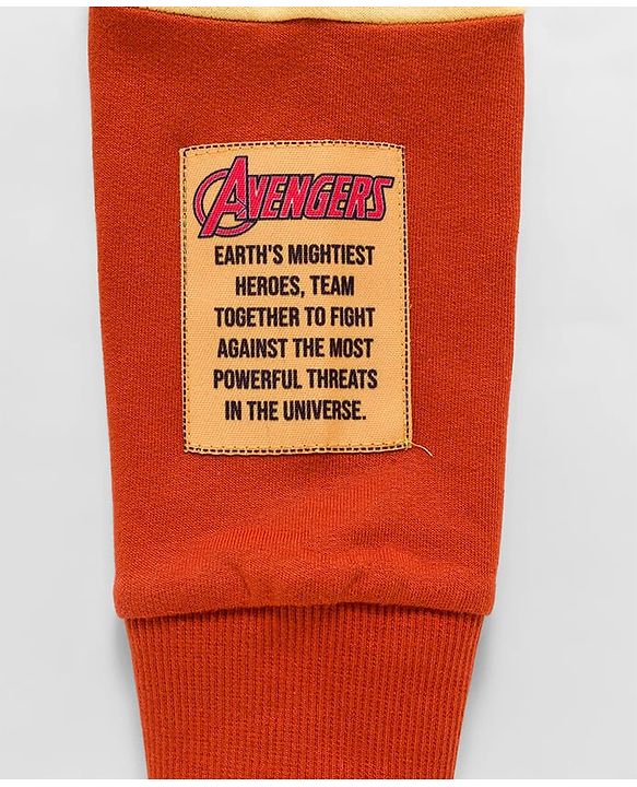 Pine Kids Marvel Fleece Knit Full Sleeves Hooded Sweatjacket With Avengers Graphics - Rust Orange