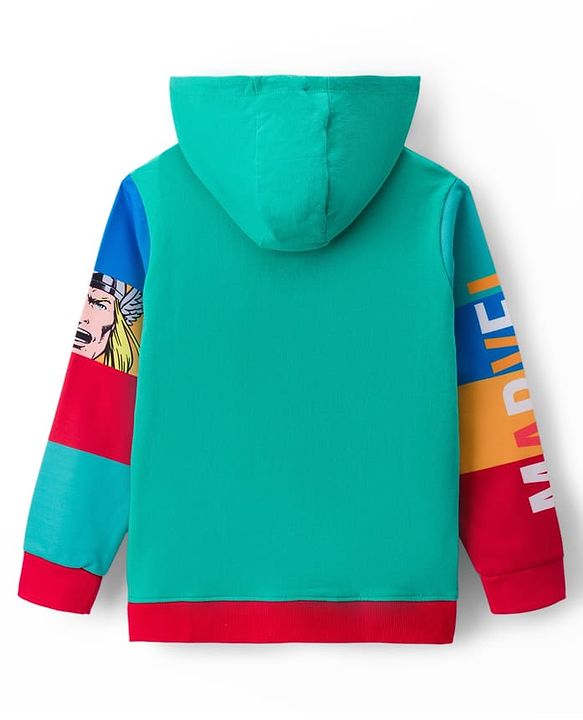 Pine Kids Marvel Terry Knit Full Sleeves Hooded Sweatjacket with Avengers Graphics - Multicolor