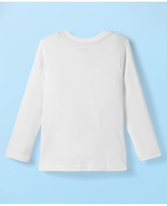 Babyhug 100% Cotton Knit Full Sleeves T-Shirt with Dino & Explore Text Print - White