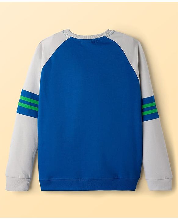 Pine Kids Disney Terry Knit Full Raglan Sleeves Sweatshirt with Cars Graphics - Blue & Grey