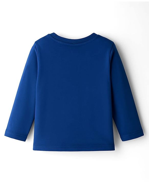 Babyhug 100% Cotton Knit  Full Sleeves T-Shirt with Stay Cool & Dino Print - Navy Blue