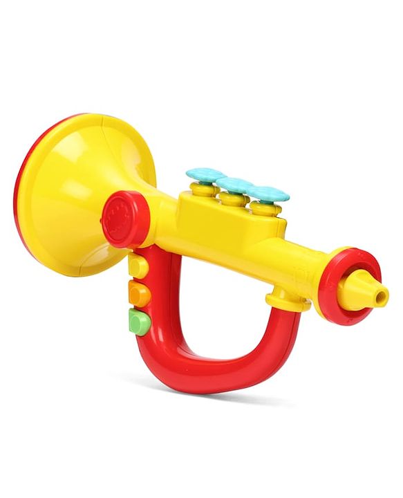 Babyhug Interactive Musical Trumpet Toy with Flashing Lights & Music - Red & Yellow| Learning Toy for Toddlers| Battery Operated | BIS Certified| Toy for 12+ Months Boys & Girls| Gifting Option