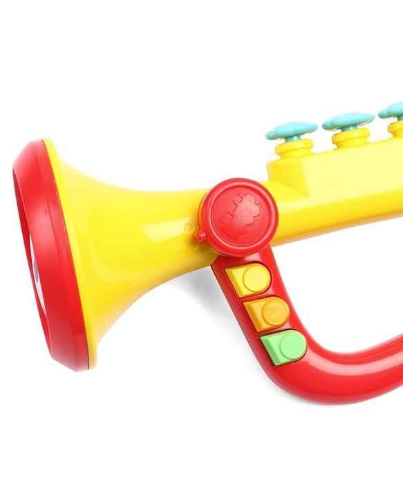 Babyhug Interactive Musical Trumpet Toy with Flashing Lights & Music - Red & Yellow| Learning Toy for Toddlers| Battery Operated | BIS Certified| Toy for 12+ Months Boys & Girls| Gifting Option