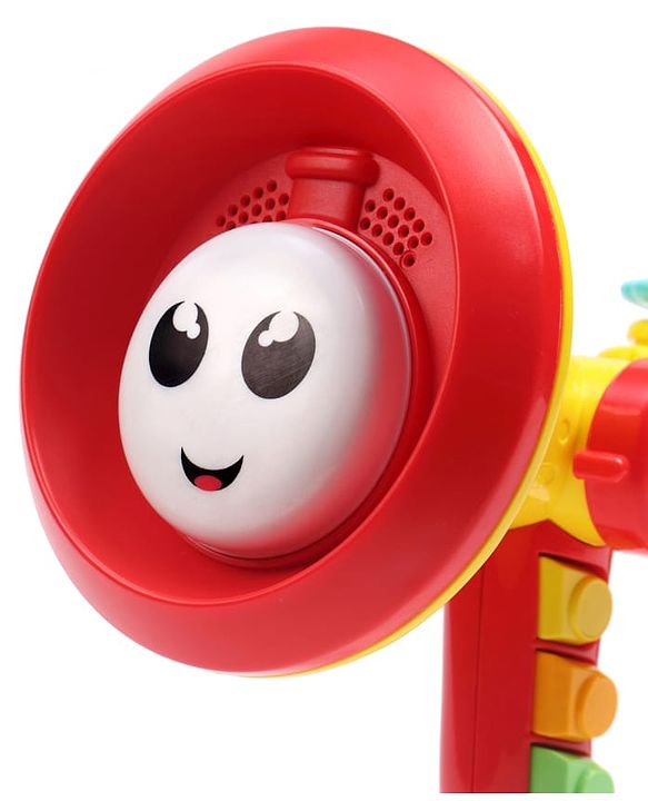 Babyhug Interactive Musical Trumpet Toy with Flashing Lights & Music - Red & Yellow| Learning Toy for Toddlers| Battery Operated | BIS Certified| Toy for 12+ Months Boys & Girls| Gifting Option