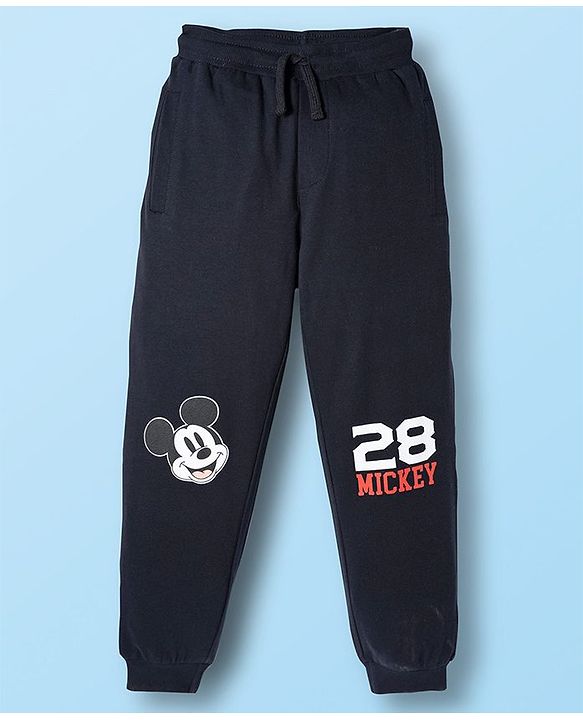 Pine Kids Disney Terry Knit Full Sleeves Hooded Sweatjacket T-Shirt and Joggers with Mickey Mouse Graphics - Red & Black