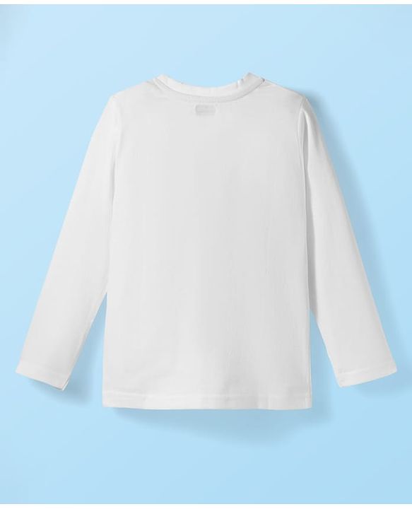 Babyhug 100% Cotton Knit Full Sleeves T-Shirt with Safari Text & Animal Print - White