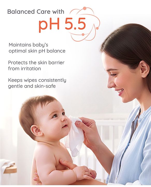Babyhug Pro Sensitive pH 5.5 Peach Milk Bamboo Wipes - 72 Wipes