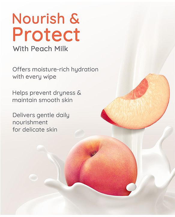 Babyhug Pro Sensitive pH 5.5 Peach Milk Bamboo Wipes - 72 Wipes