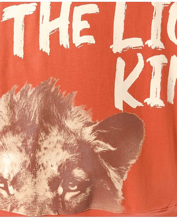 Pine Kids Disney Terry Knit Full Sleeves Drop Shoulder Full Sleeves Oversized Pullover Sweatshirt with Lion King Graphics - Brown