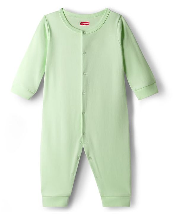Babyhug 100% Cotton Interlock Knit Solid Colour Romper - Green