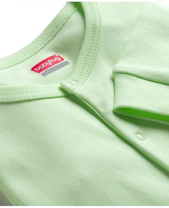 Babyhug 100% Cotton Interlock Knit Solid Colour Romper - Green