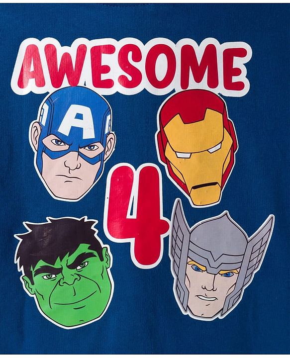 Babyhug Marvel Terry Knit Drop Shoulder Full Sleeves Hooded Sweatjacket with Front and Back Avengers Graphics - Navy Blue