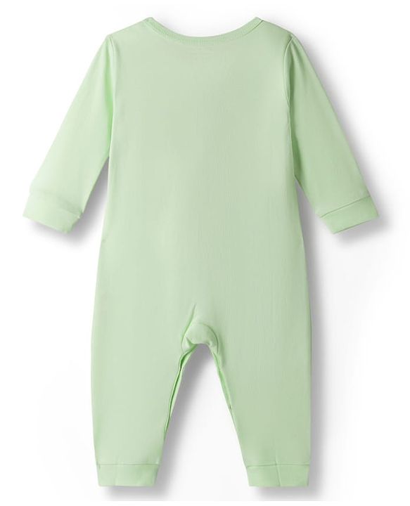 Babyhug 100% Cotton Interlock Knit Full Sleeves Solid Colour Romper - Green