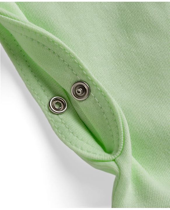 Babyhug 100% Cotton Interlock Knit Full Sleeves Solid Colour Romper - Green