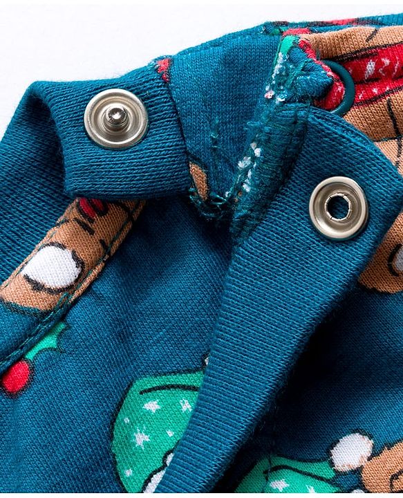 Babyhug Cotton Knit Full Sleeves Co-ord Night Suit With Teddy Bear Print - Blue