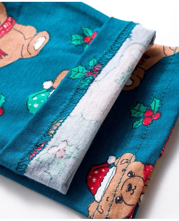 Babyhug Cotton Knit Full Sleeves Co-ord Night Suit With Teddy Bear Print - Blue