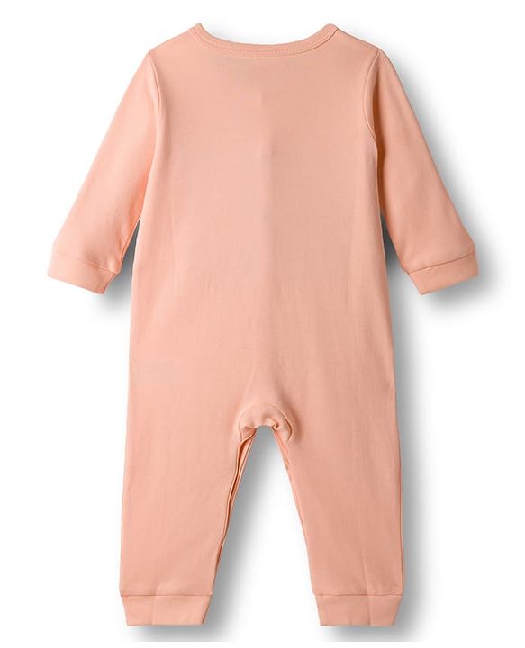 Babyhug 100% Cotton Interlock Knit Full Sleeves Solid Colour Romper - Orange